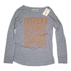 Oklahoma State Cowboys OSU Woman  Long Sleeve Grey Gray Shirt Size Large NWT NEW